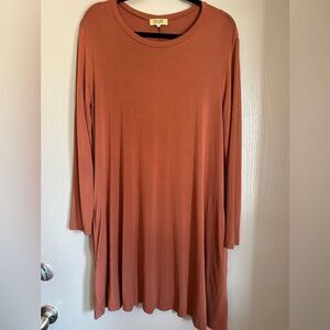 PIKO 1988  copper colored Stretchy Flowy T-shirt Dress sz M